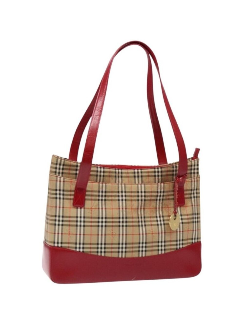 BURBERRY Nova Check Tote Bag Canvas Beige Gold